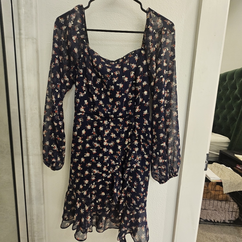 Navy blue floral dress